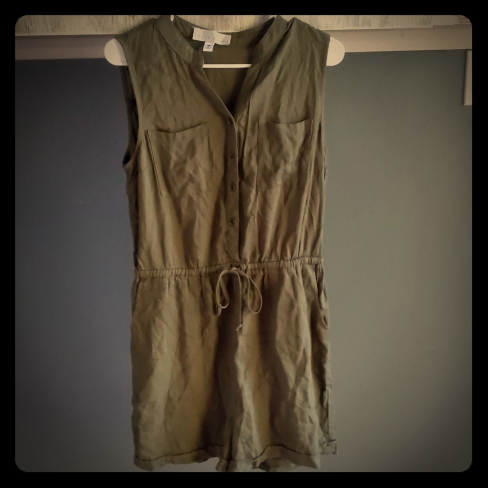 A super cute army green romper!